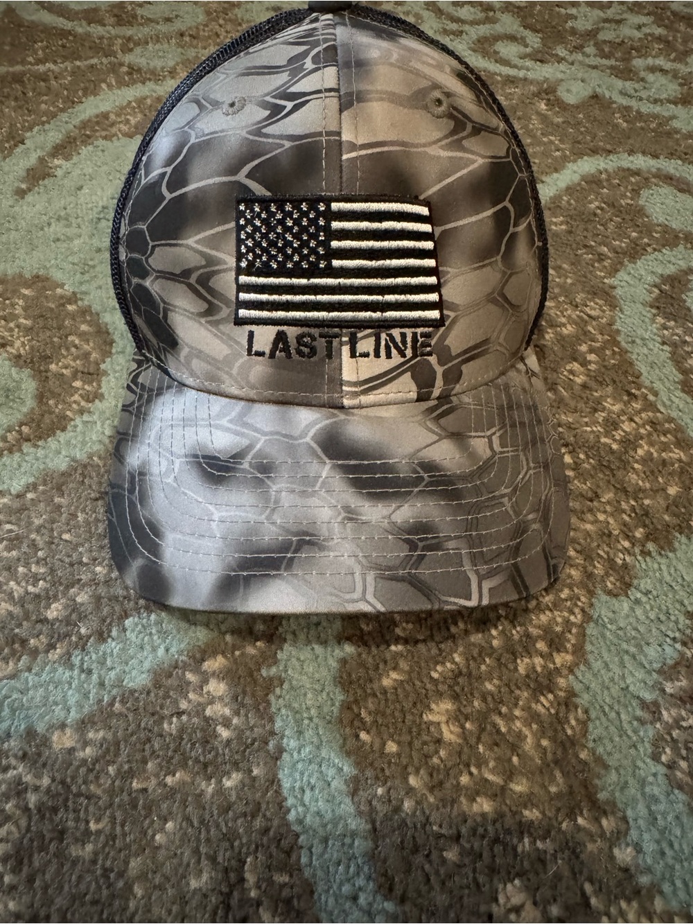 Gray Camo American Flag Trucker Hat